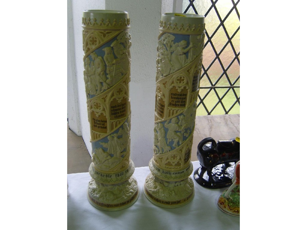 Appraisal: A pair of th century Mettlach Villeroy Boch vases of