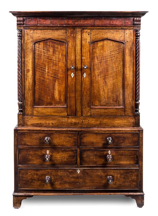 Appraisal: Sale Lot An Irish George III Oak Linen Press th