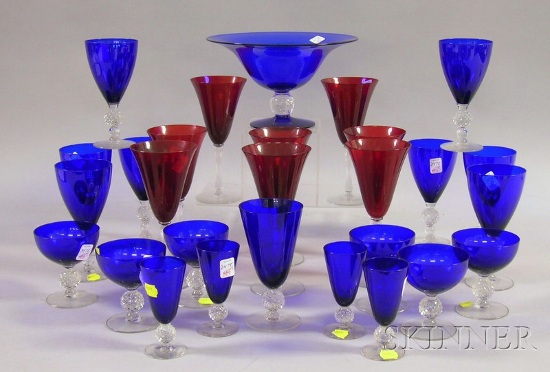 Appraisal: Twenty-three Pieces of Colored Glass Stemware and Six Assorted Glass