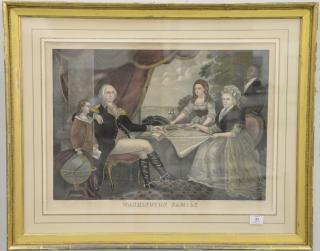 Appraisal: After Charles Hart double page hand colored wood engraving Washington