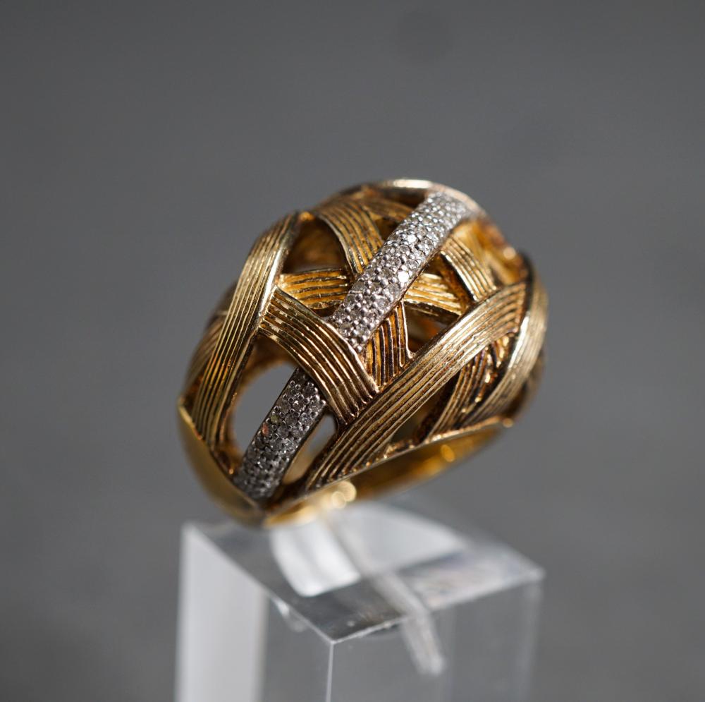 Appraisal: STEPHEN DWECK VERMEIL STERLING SILVER AND DIAMOND RING SIZE Stephen