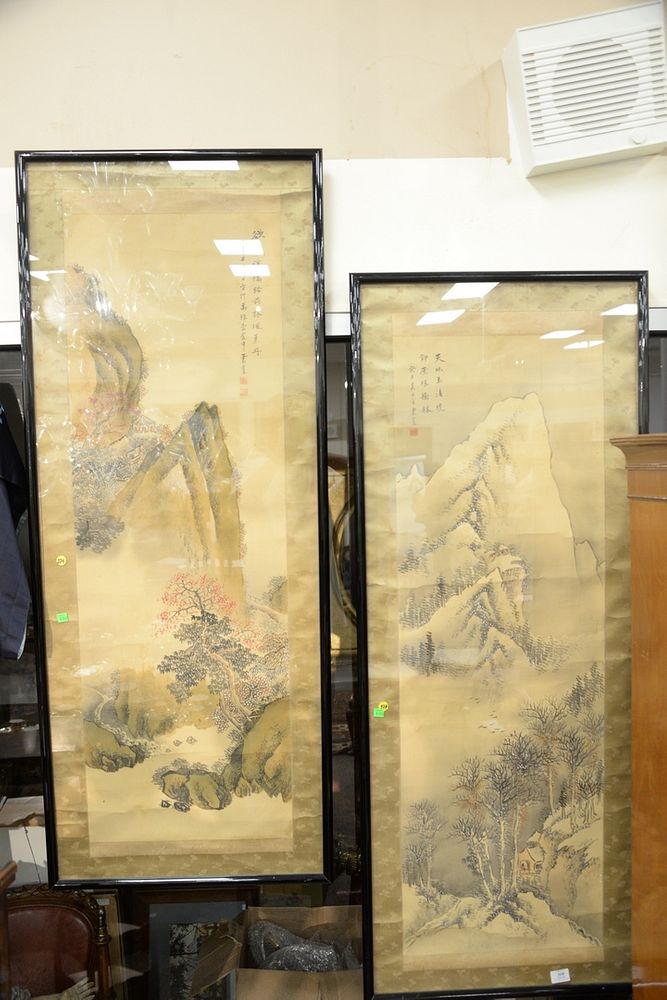 Appraisal: Pair of Chinese Scrolls both watercolor on silk mountainous landscape