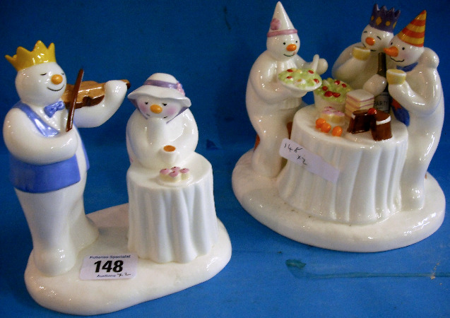 Appraisal: Coalport Snowman Tableaux The Merry Trio and The Tea Party