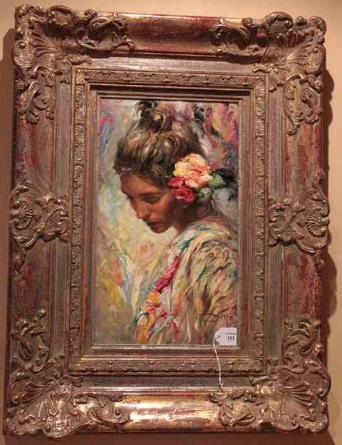 Appraisal: JOS ROYO b A contemplative pose signed oils on canvas