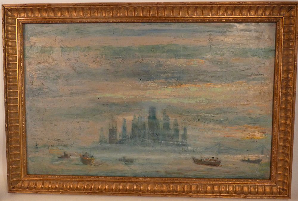 Appraisal: LLOYD L GOFF MANHATTAN PAINTING Impressionist oil painting on board