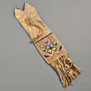 Appraisal: Blackfoot Beaded Hide Pipe Bag c late th century partially