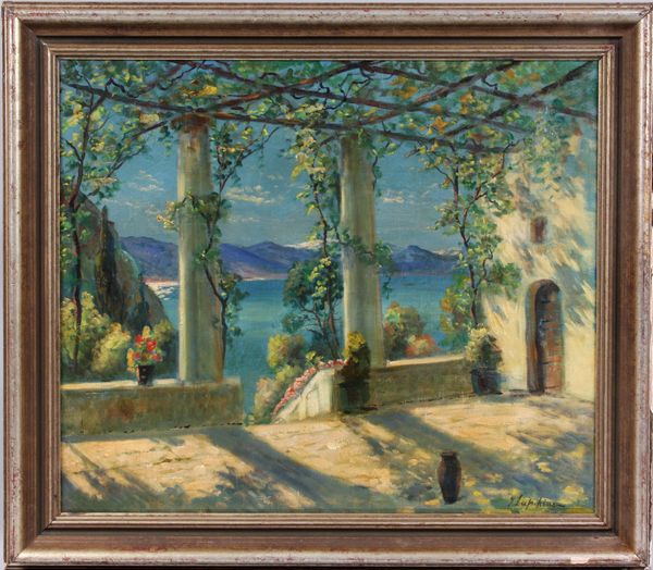 Appraisal: Signed George Alexandrpvich Lapchin Russian - view of terrace in