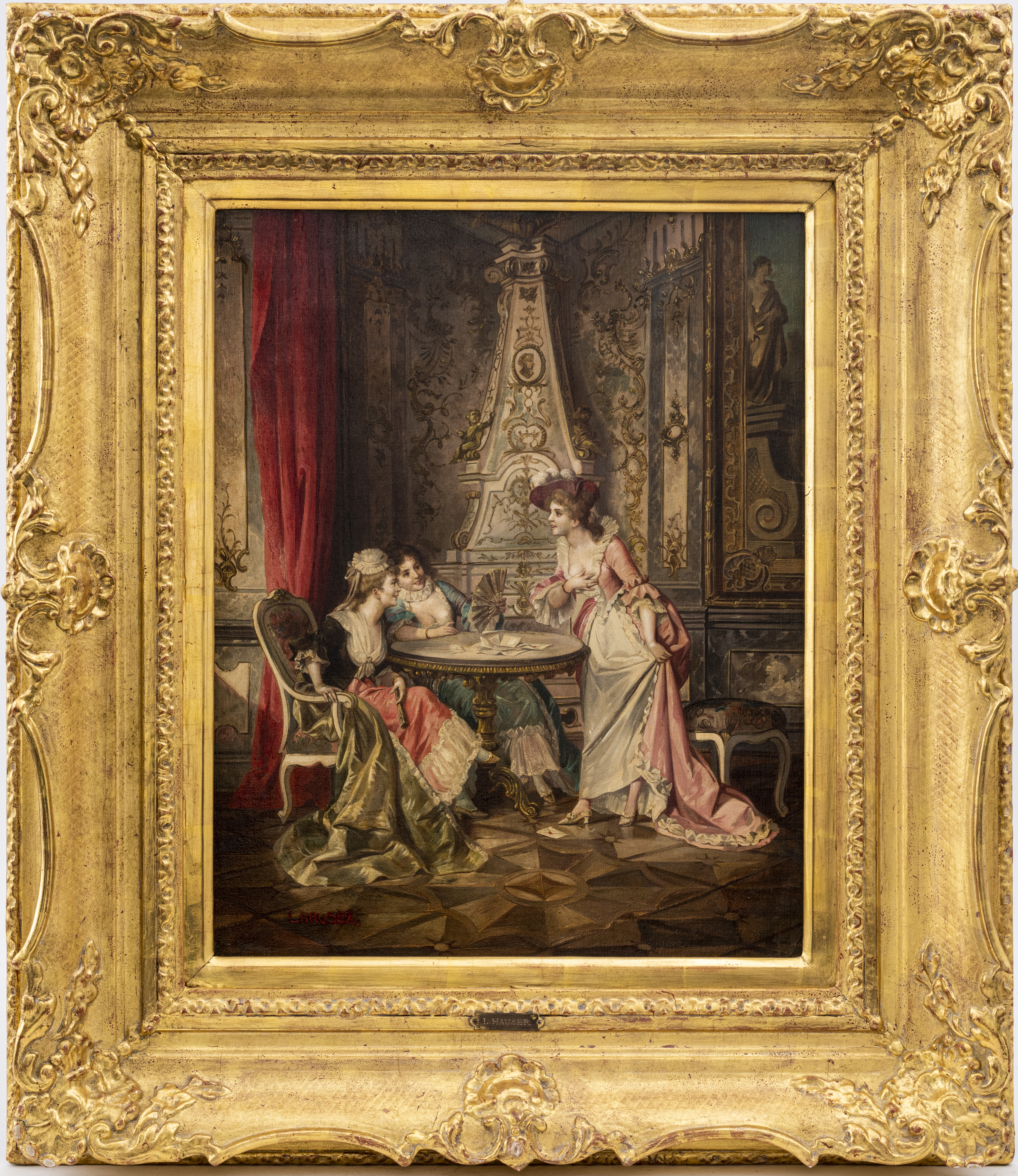 Appraisal: HAUSER SIGNED 'ROCOCO INTERIOR' OIL ON CANVAS L Hauser 'Rococo