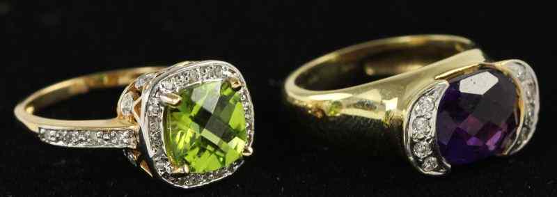 Appraisal: Two Diamond and Gem Set Ringsthe first set with a