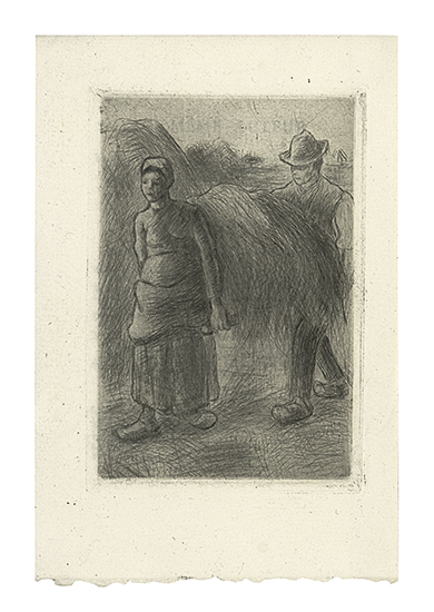 Appraisal: CAMILLE PISSARRO Paysans portant du foin Etching and drypoint printed