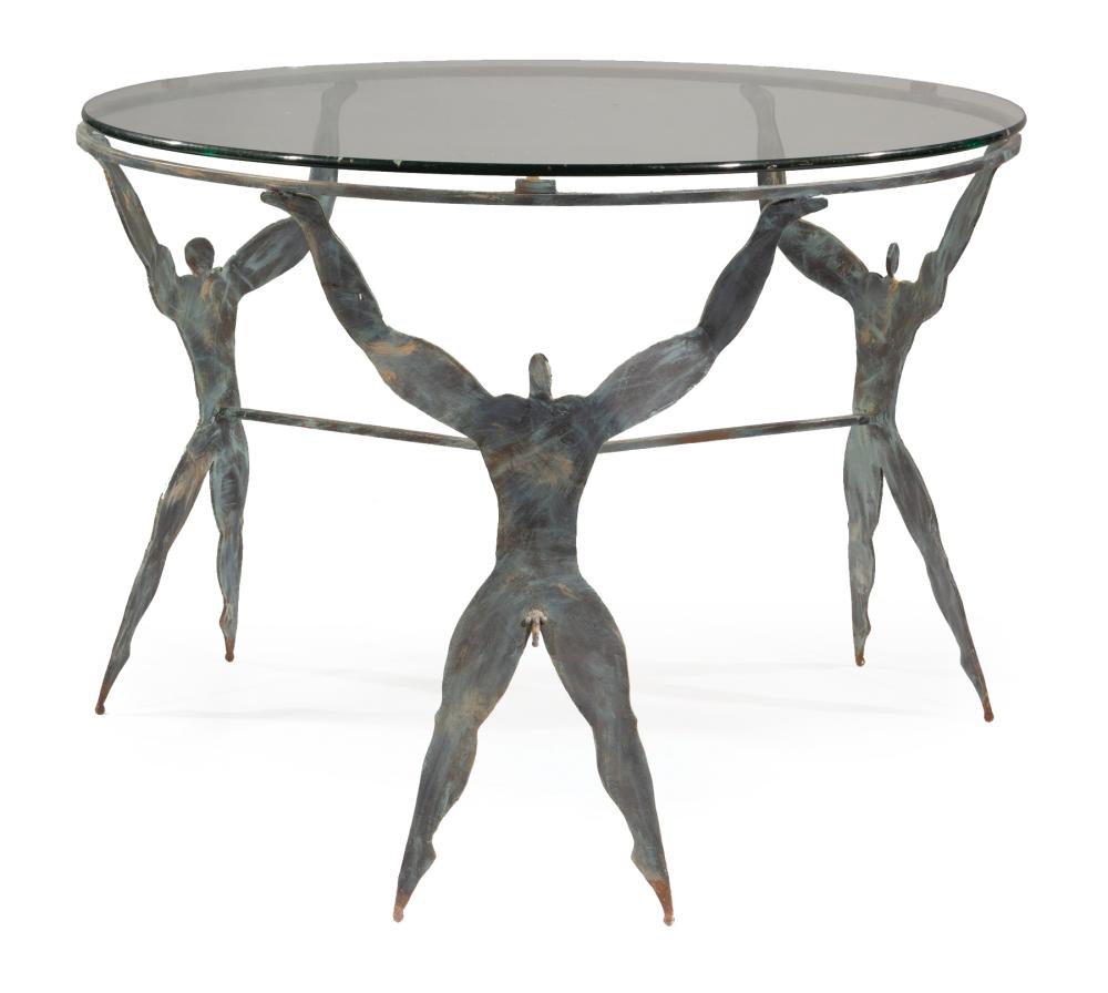 Appraisal: Mario Villa Nicaraguan New Orleans - Patinated Metal Table circular