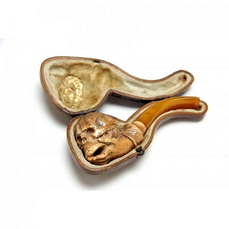 Appraisal: Macabre Meerschaum Pipe the bowl carved to represent a hand