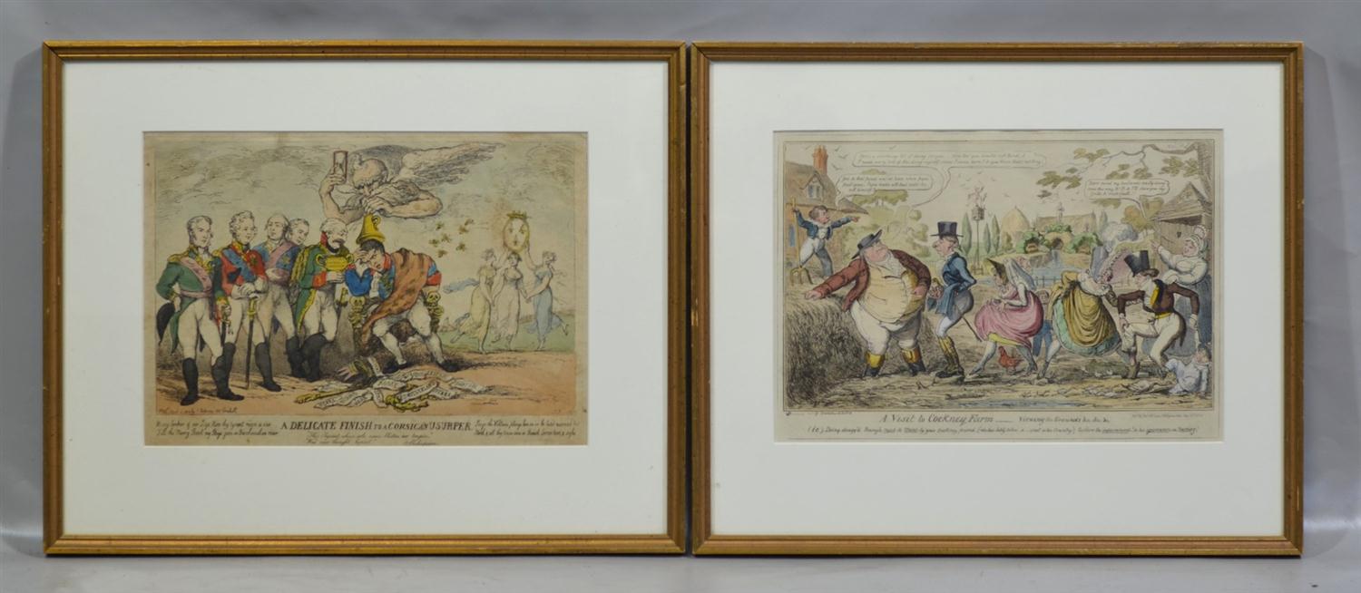 Appraisal: th Century British Caricatures George Cruikshank - hand colored etching