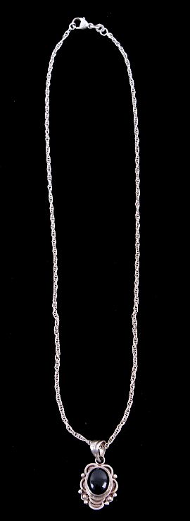 Appraisal: Navajo Sterling Silver Jet Necklace For your bidding pleasure is