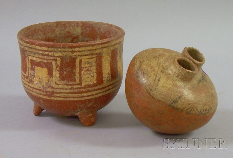 Appraisal: Two Pre-Columbian Clay Pots one tripod painted pot and a