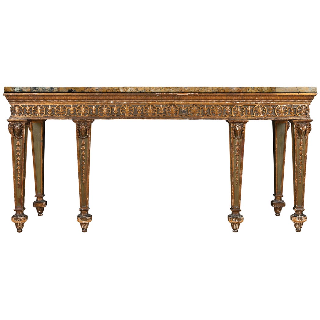 Appraisal: George III Style Painted and Parcel Gilt Sideboard Table In