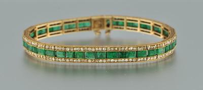 Appraisal: An Antique French Emerald Diamond k Gold Bracelet Articulated k