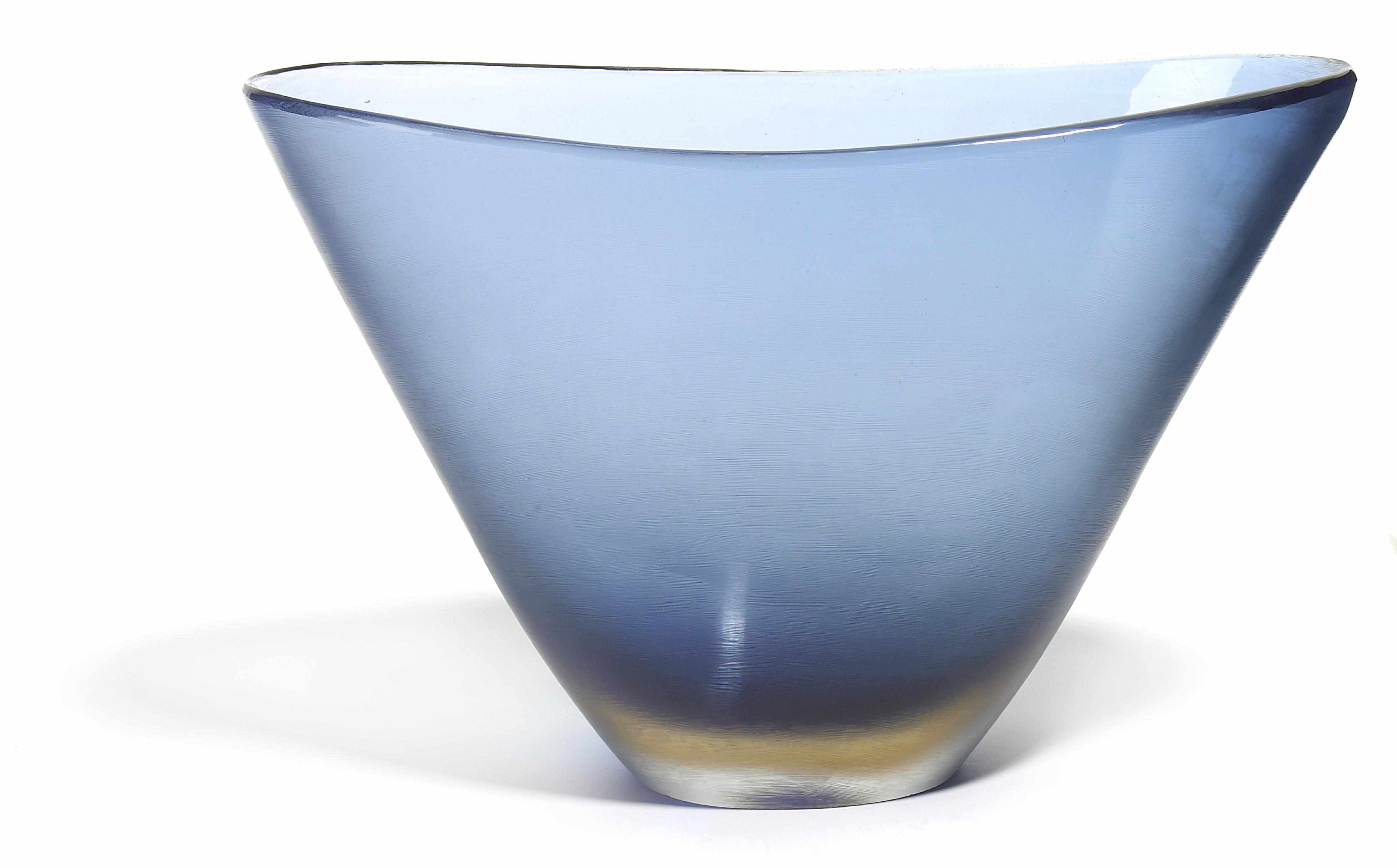 Appraisal: A Venini inciso steel blue and amber sommerso glass vase