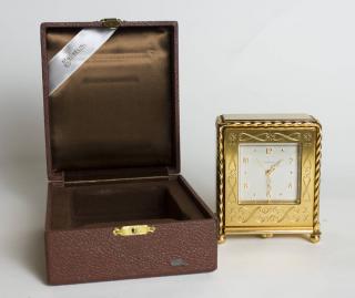 Appraisal: Gubelin Day Alarm Clock Swiss Gilt Bronze Original Box C