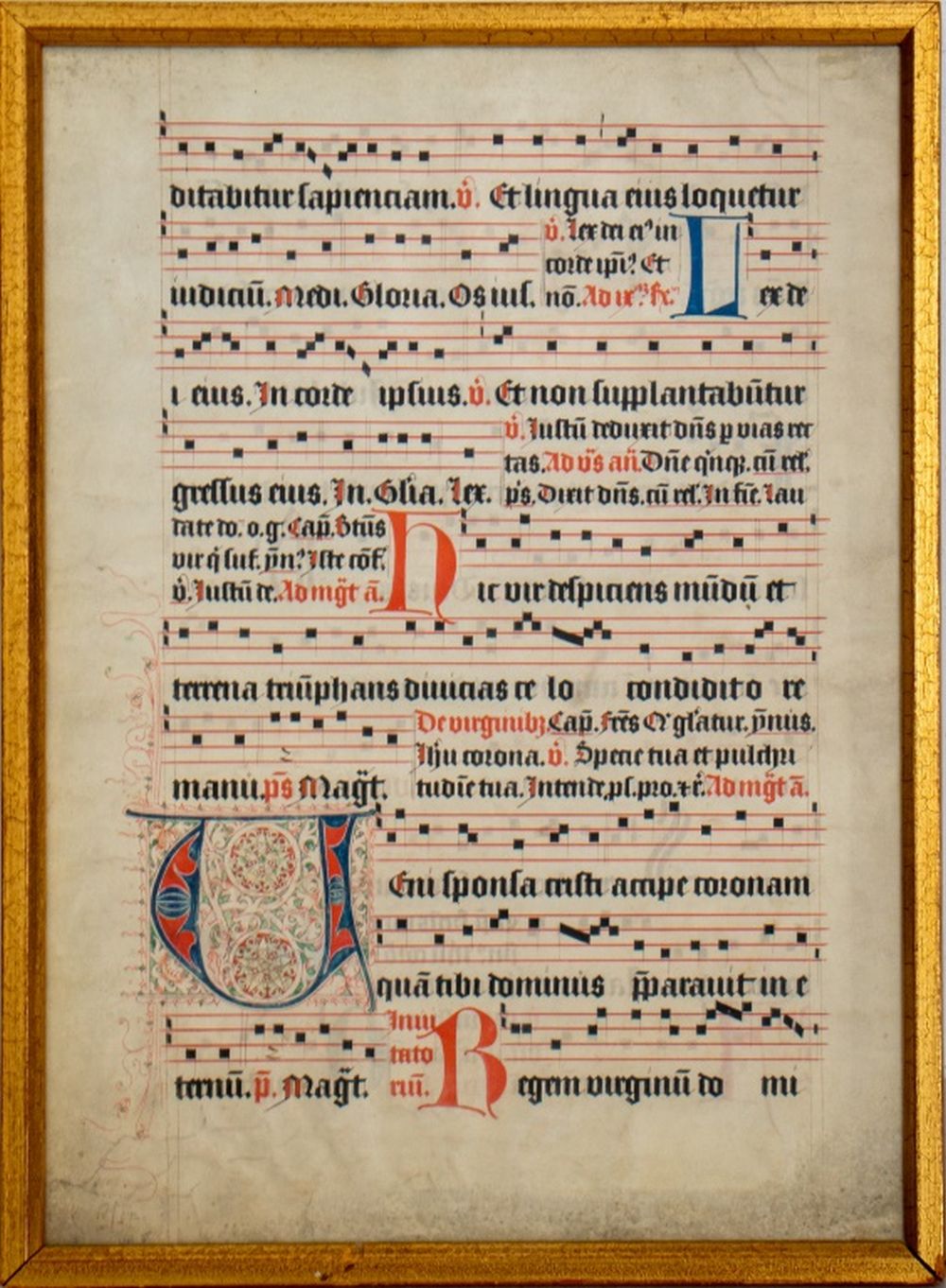 Appraisal: ILLUMINATED ANTIPHON MANUSCRIPT ON VELLUM C Antique illuminated manuscript antiphonary