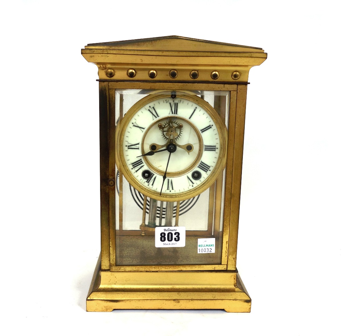 Appraisal: An Ansonia four glass mantel clock with visible brocot escapement