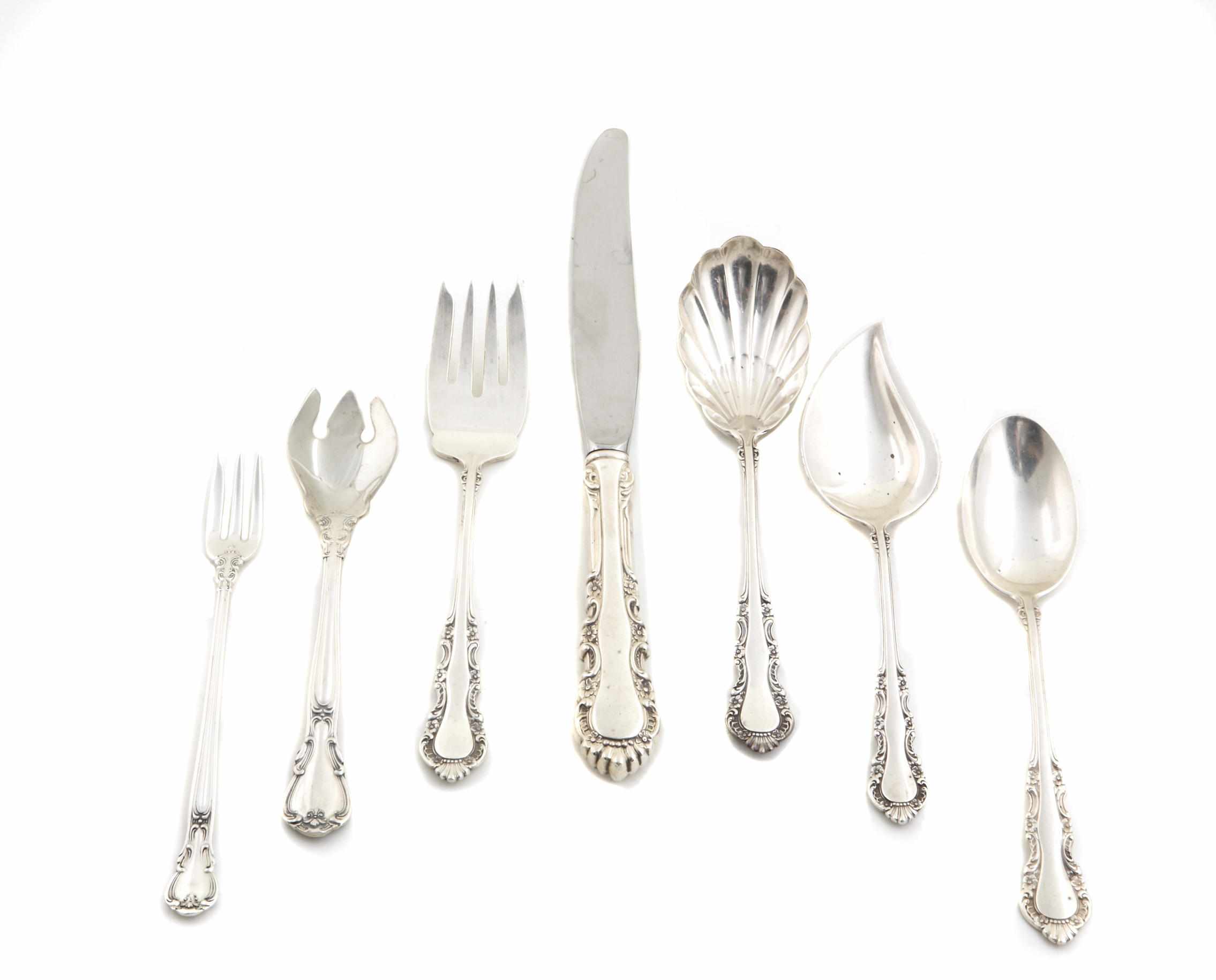 Appraisal: Sterling Georgian Rose flatware set by Reed Barton Comprising -