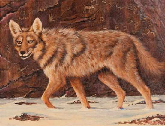 Appraisal: Jim Abieta American b Prowling Wolf oil on artist board