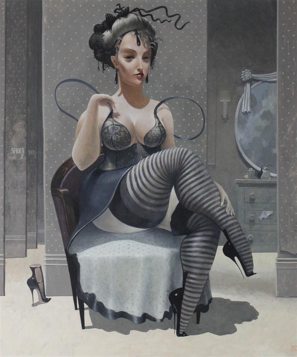 Appraisal: JAMES MCNAUGHT BRITISH - THE SHOE ROOM Gouache on paper