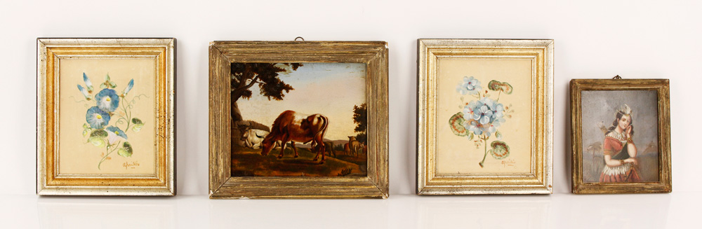 Appraisal: - Lot of Miniature Paintings Lot of four miniature paintings