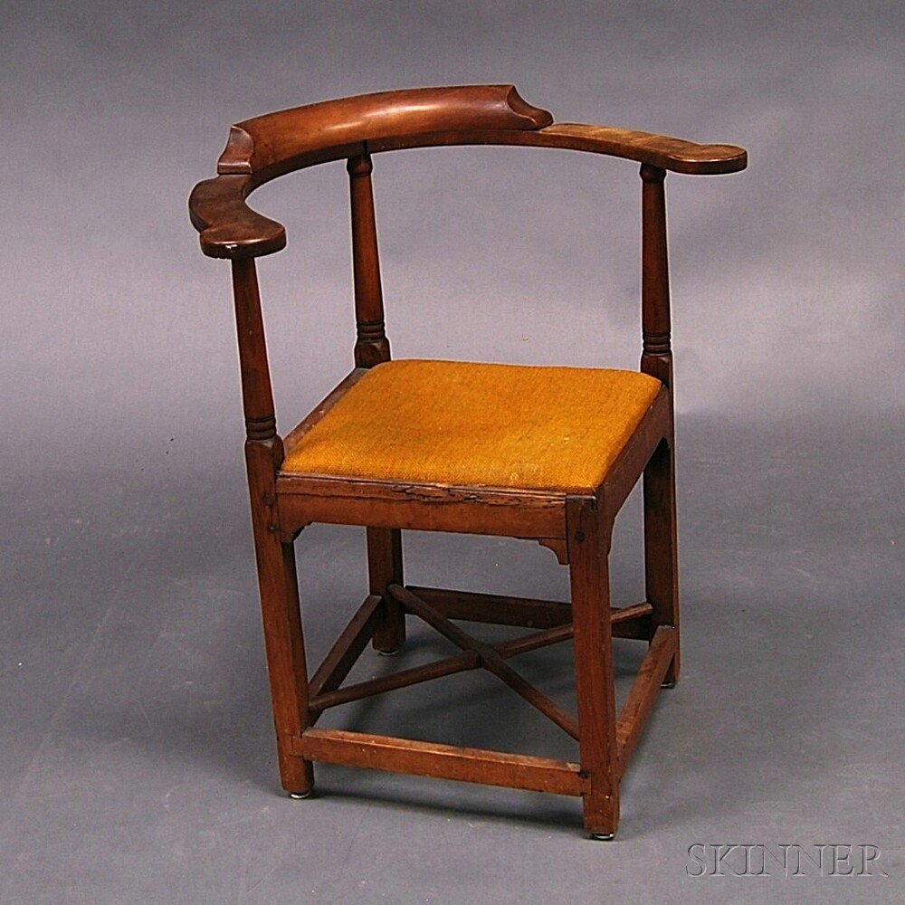 Appraisal: Country Maple Corner Chair New England th th century imperfections