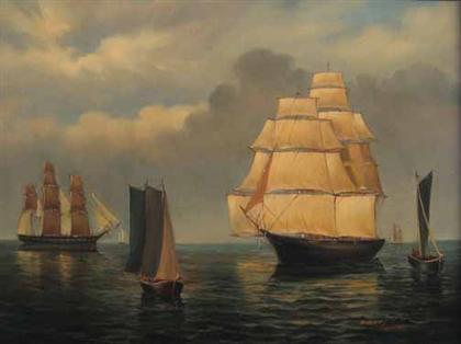 Appraisal: ROBERT SANDERS american th century SHIPS AT SEA Signed bottom