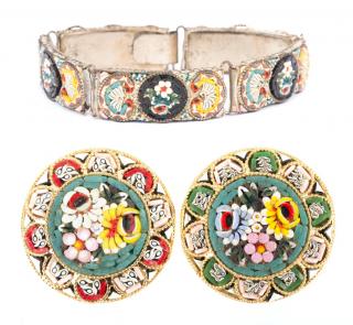 Appraisal: c 's gilt link bracelet in L two micro mosaic