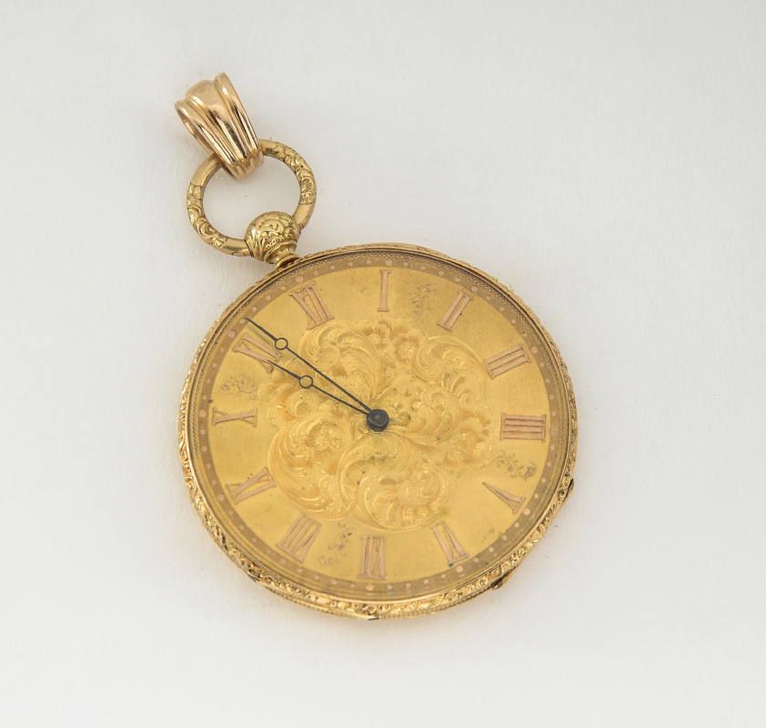 Appraisal: FRENCH ALPHONSE MONTADON POCKET WATCH Key wind jewel movement gold