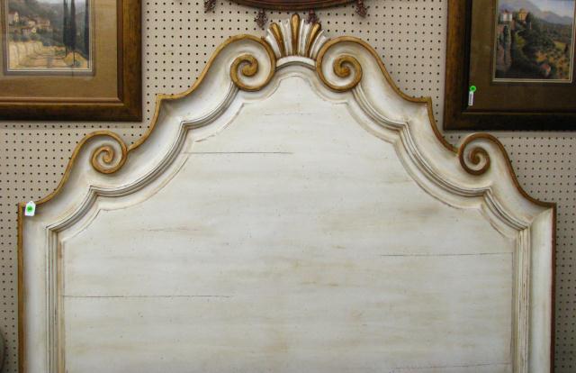 Appraisal: Decorator Queen Size Bed painted White finish with scroll motif