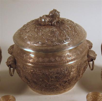 Appraisal: Chinese Export silver plate covered jar The slightly domed cover