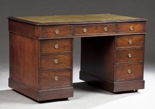 Appraisal: George III Style Mahogany Pedestal Desk late th c the