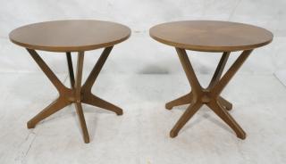 Appraisal: Pr DREXEL Modernist Small Round Side Tables co Pr DREXEL