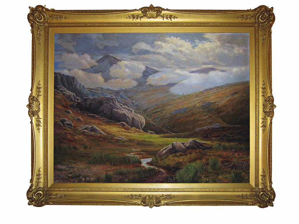 Appraisal: MANNER OF CHARLES STUART HIGHLAND SCENE oil on canvas cm