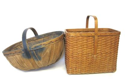 Appraisal: Two splint basketsThe first of deep rectangular form with oak