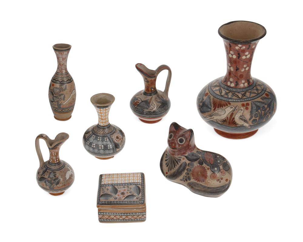 Appraisal: A group of Tonal bru ido pottery items th Century