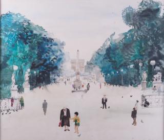 Appraisal: Dianne Kopser Watercolor Parisian Scene Watercolor of Paris scene by