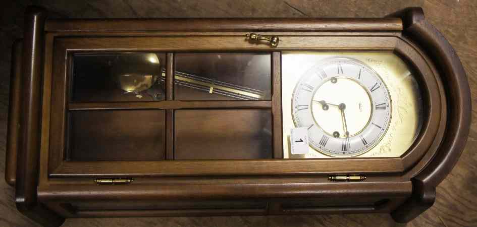 Appraisal: Reproduction Three Keyhole Wooden Cased Wallclock