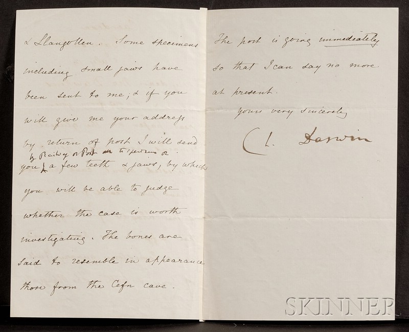 Appraisal: Darwin Charles - Signed letter with holograph correction July no