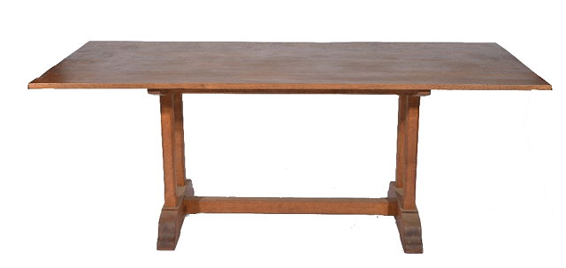 Appraisal: Cotswold School oak dining tablehaving a six plank rectangular top