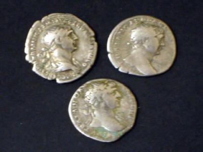 Appraisal: THREE TRAJAN DENARII with Mars Dacian captive and Providentia on