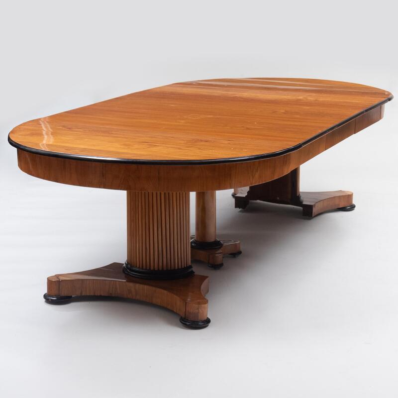 Appraisal: Biedermeier Cherry and Ebonized Extension Dining Table Fitted with four