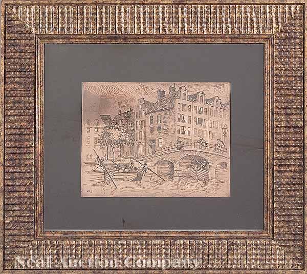 Appraisal: Ellsworth Woodward American New Orleans - Venice copper etching plate