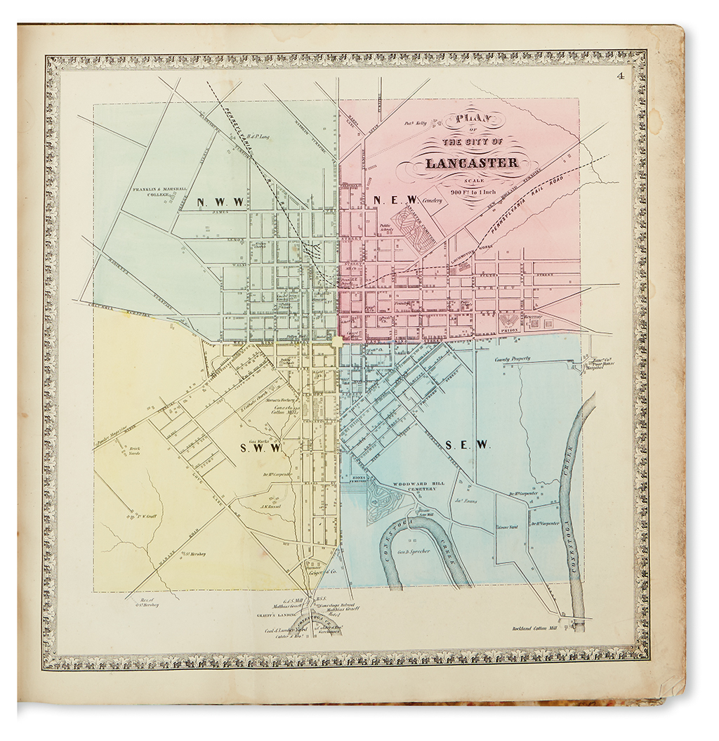 Appraisal: PENNSYLVANIA Bridgens H F Bridgen's Atlas of Lancaster Co Hand-colored