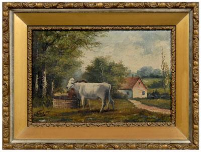 Appraisal: A Willis painting cows in barnyard signed lower left quot