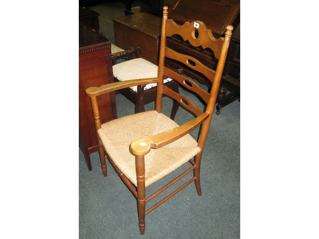 Appraisal: Ladder back open armchair